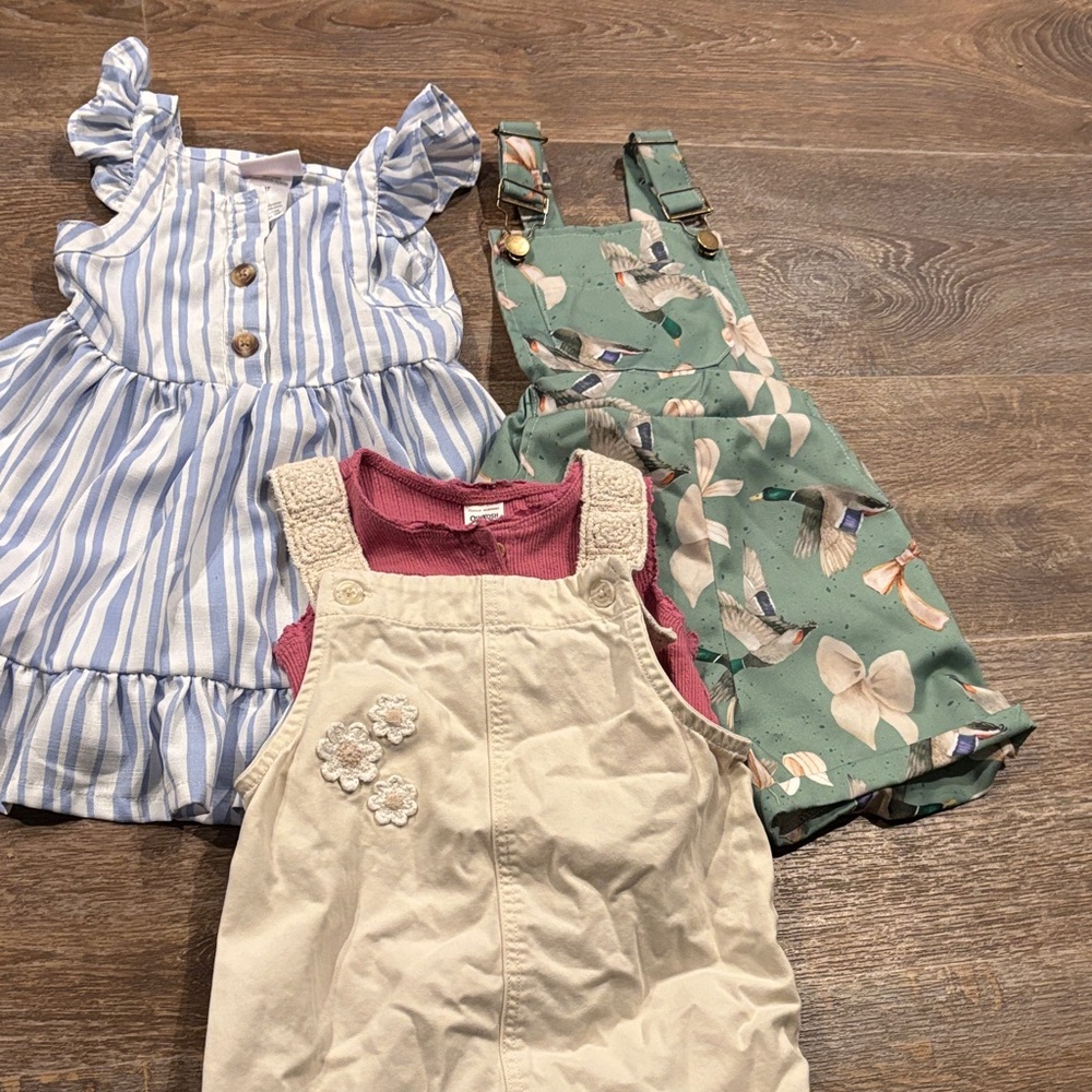 2 Dresses and Bird Romper, Girls